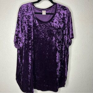 Faded Glory Rich Purple Velvet Short Sleeve Top